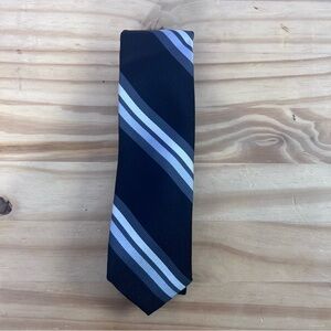 *2/$20* Penguin Black, Grey, and Silver Striped Silk SkinnyTie